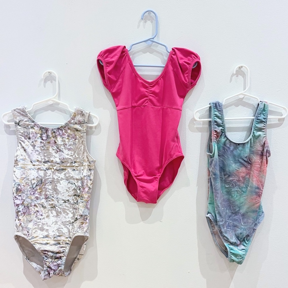 3 Leotard Unitard Dancewear Bundle lot Girls Medium size 6 size 7 size 8